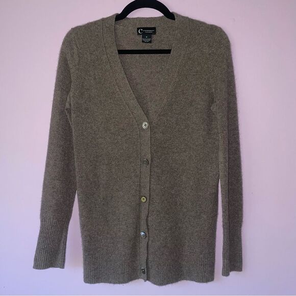 C by Bloomingdale's Brown Cashmere Cardigan Sweater Size M Minimalist Capsule - Picture 1 of 7